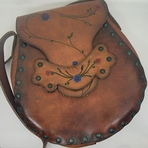 *SOLD* Vintage Handmade Nailhead Floral Satchel Bag